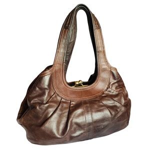 COACH✨Burnished Chestnut Brown Leather Kisslock Ergo Shoulder Bag    no wallet